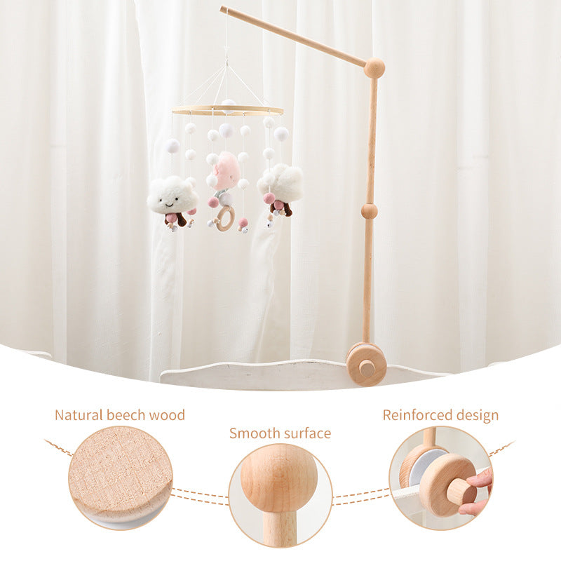 Baby Wooden Bed Bell Bracket Mobile Natural Smooth