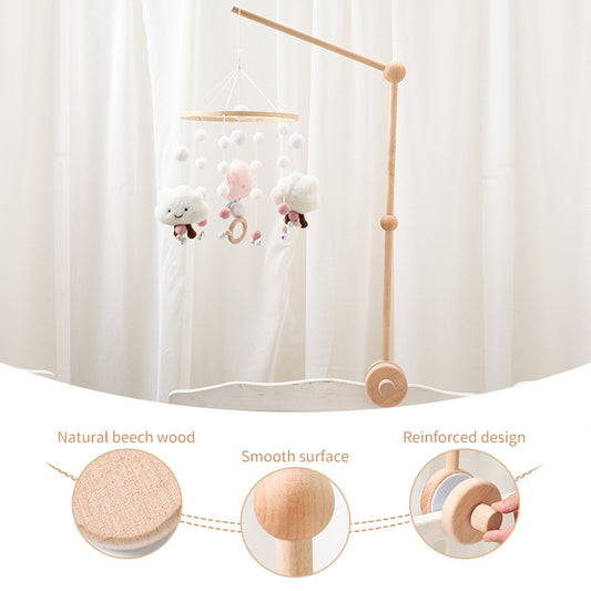 Baby Wooden Bed Bell Bracket Mobile Natural Smooth