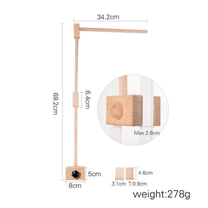 Baby Wooden Bed Bell Bracket Mobile Square 