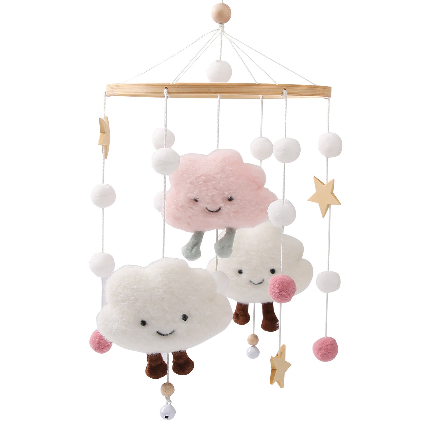 Baby Appease Cloud Rattles Bed Bell Toy  Pink