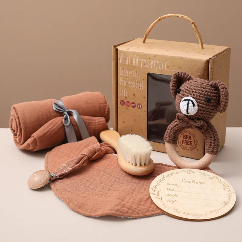 Handmade Baby Bath Toy Shower Gift Set Brown